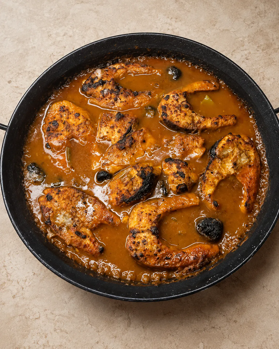 Traditional tavë krapi from Shkodër, Albania
