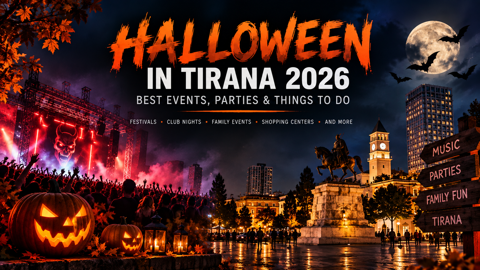 Halloween in Tirana 2026 with parties, music festivals, family events and Halloween activities
