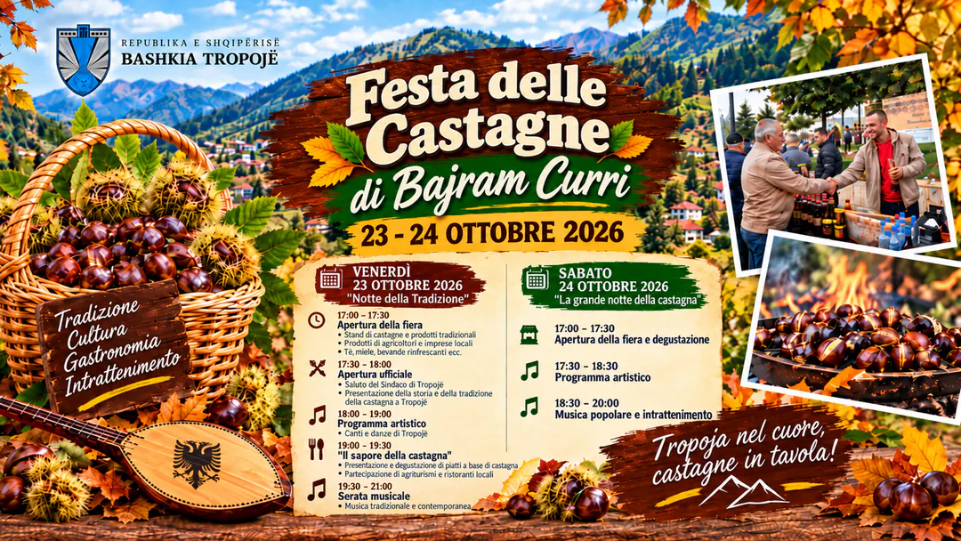 Festa delle Castagne a Bajram Curri 23–24 ottobre 2026 con tradizioni, gastronomia, musica e prodotti locali
