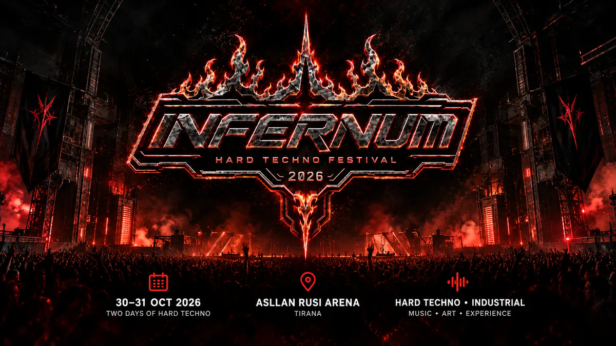 Infernum Festival 2026 hard techno festival at Asllan Rusi Sports Palace in Tirana