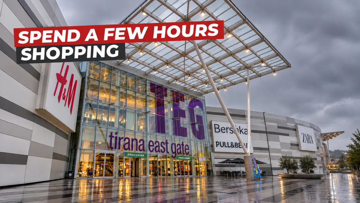 Shopping in Tirana at Tirana East Gate mall on a rainy day