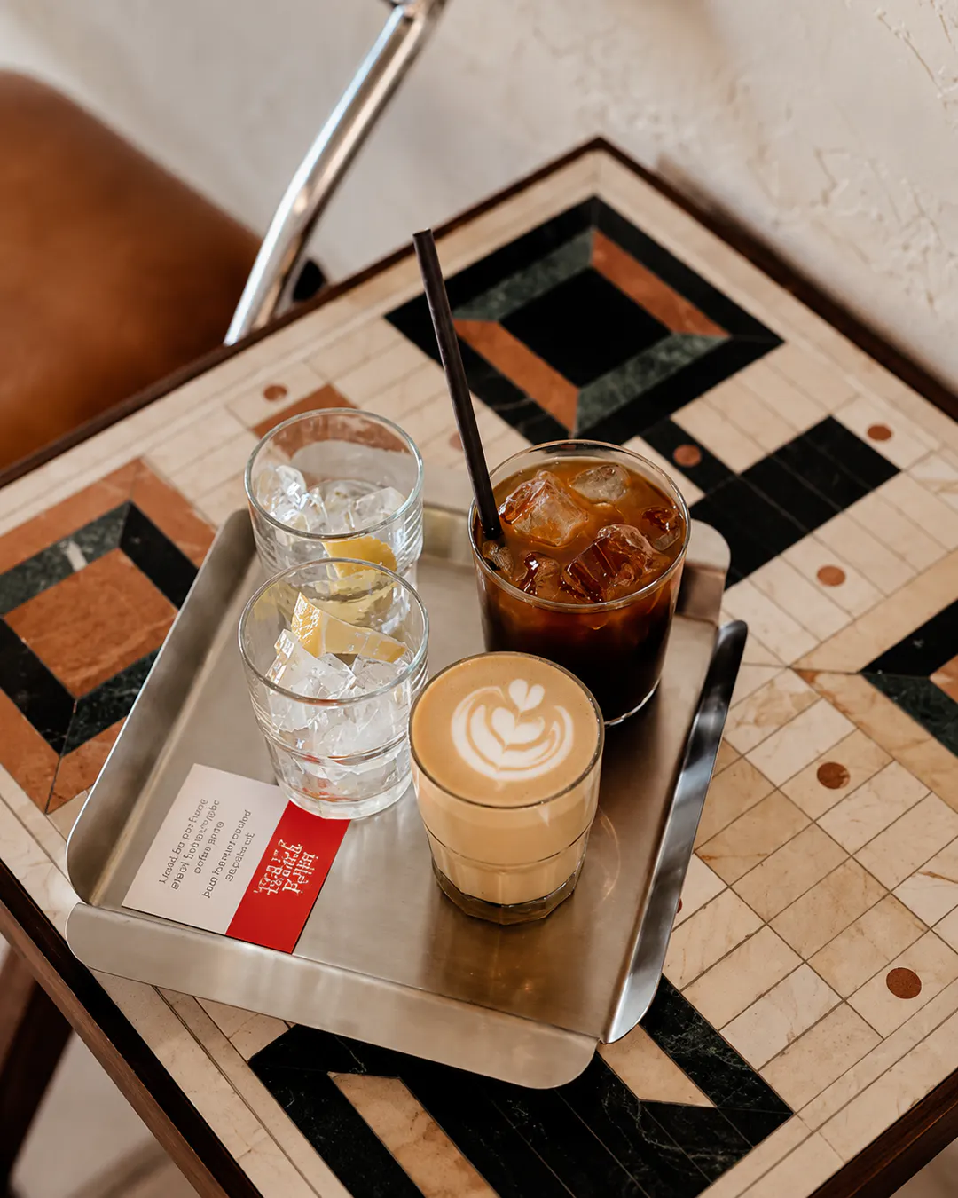Specialty coffee drinks served at The Back Room in Tirana