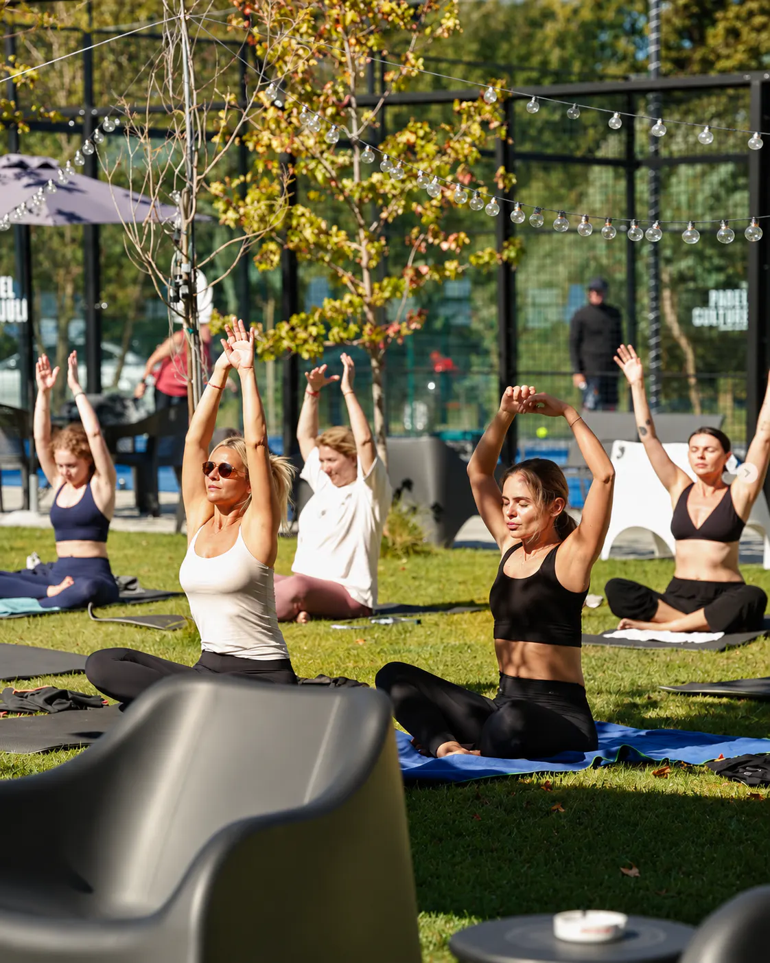 Outdoor Pilates session at The Padel Republic in Tirana